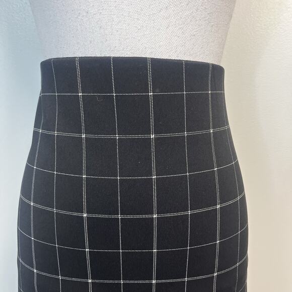 EVRI Plus Sz 3X Black White Plaid Stretch Ponte Knit Straight Knee Skirt Career - Picture 3 of 7